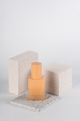 Cosmetic cream tube and skin care or sunscreen cosmetic with stylish propson white background. 