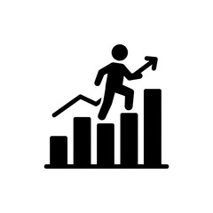Bar Chart with Human Silhouette Climbing - Personal and Professional Growth