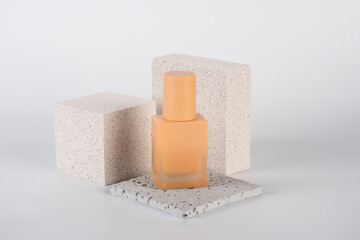 Cosmetic cream tube and skin care or sunscreen cosmetic with stylish propson white background. 