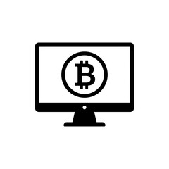 Bitcoin Behind Curved Monitor – Cryptocurrency and Digital Technology