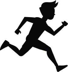  A running boy silhouette vector illustration.