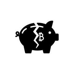 Bitcoin in Broken Piggy Bank, Financial Disruption