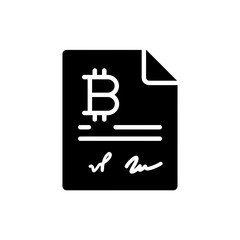 Obraz premium Bitcoin in Document with Signature Icon Representing Cryptocurrency Agreement