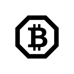 Bitcoin Inside Octagon Border - Cryptocurrency and Secure Financial Systems