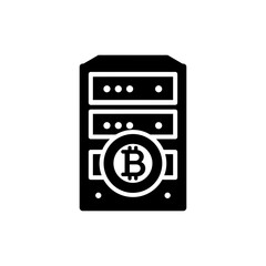 Bitcoin Inside Server Rack Shape - Cryptocurrency and Data Storage