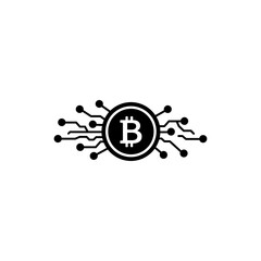 Fototapeta premium Bitcoin on AI Neural Net Map, Cryptocurrency and AI Integration