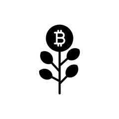 Bitcoin on Money Tree Branch - Minimal Icon