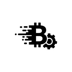 Bitcoin with Cogwheel Motion Blur, Cryptocurrency Technology