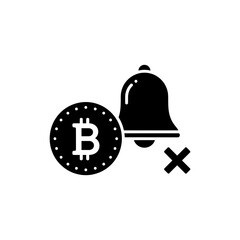 Obraz premium Bitcoin with Alert Bell Cross - Cryptocurrency and Security Alert