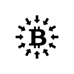 Bitcoin with Multiple Arrows Outward for Cryptocurrency Expansion