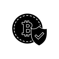 Bitcoin with Shield Checkmark – Cryptocurrency and Security Verification