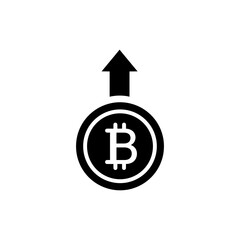 Bitcoin with Upload Arrow – Cryptocurrency and Digital Uploading