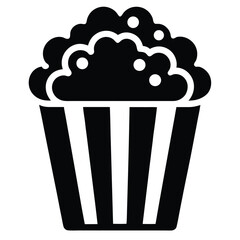 Popcorn in a striped container features fluffy kernels that create the classic snack presentation