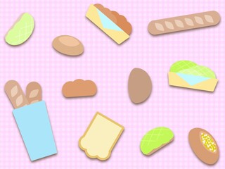 パンのシームレスパターン（影付き）　A-2