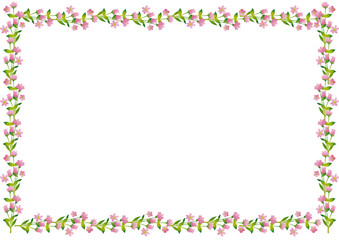 水彩風　ピンクの小花　フレーム1