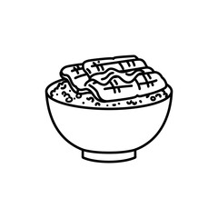 Bowl of Unagi Don with Grilled Eel Over Rice and Sauce Drizzle - Japanese Meal