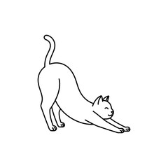 Cat Stretching with Arched Back and Tail Up – Feline Flexibility and Stretch