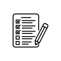 Checklist with Tick Marks and Pencil Icon for Task Completion