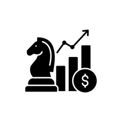 Chess Knight with Bar Graph and Coin Icon for Financial Strategy