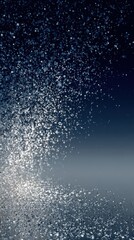 Obraz premium Water Droplets in Motion: A captivating abstract composition featuring a mesmerizing cascade of water droplets suspended in mid-air against a dark blue background, evoking a sense of motion, energy.