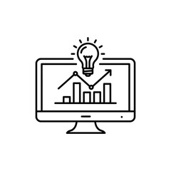 Computer Monitor with Growth Chart and Lightbulb Icon for Innovation