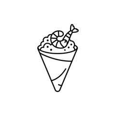 Cone of Fried Tempura Vegetables with Shrimp Peeking Out Icon