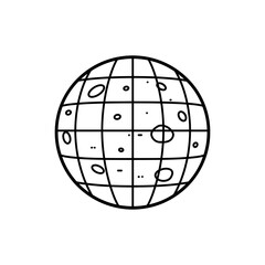 Digital Map of Planetary Terrain with Grid Lines for Navigation