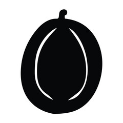 lucuma vector silhouette icon, black and white illustration of fruits.