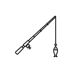 Fishing Rod with Small Fish Icon for Outdoor Adventure