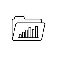 Folder with Top View Bar Graph Inside Icon for Business Reports