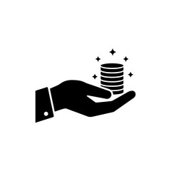 Hand Holding Glowing Coin Stack Representing Wealth and Investment
