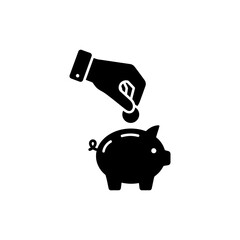 Hand Dropping Coin into Piggy Bank for Savings