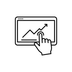 Hand Pointing at Rising Chart Line on Digital Screen in Business