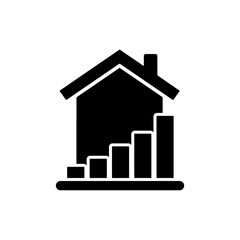 House with Bar Chart Base Representing Real Estate Market Trends