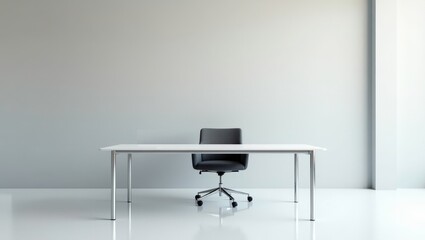 Office station with boss chair and table. 