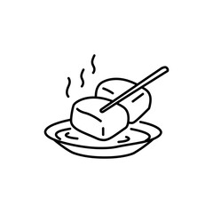 Konnyaku Piece in Oden Broth with Skewer Piercing It Representing Japanese Cuisine