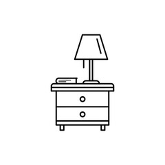Nightstand with Lamp and Book on Top for Bedroom Interior