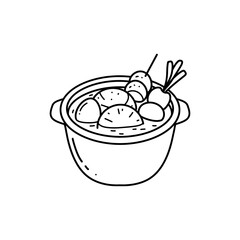Oden Pot with Visible Daikon, Egg, and Fishcake Pieces for Japanese Cuisine