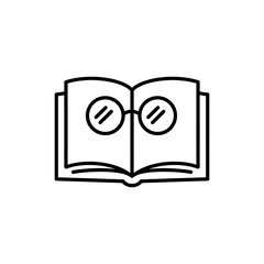 Open Book with Glasses on Top - Minimal Icon of Learning Concept