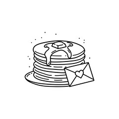 Stack of Pancakes with Love Note Representing Sweet Breakfast and Affection