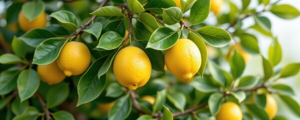 lemon tree, ripe fruit with green leaves, 3d illustration, soft background, natural daylight, clean and simple aesthetic