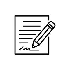 Pencil Writing on Paper Icon for Writing Skills and Education
