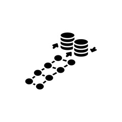 Path Arrows Pointing to Coin Stack Representing Financial Success and Investment