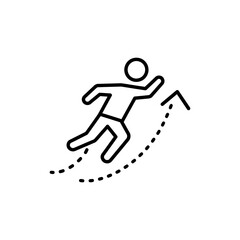 Person Flying Upward with Dotted Trail