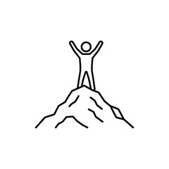 Fototapeta premium Person on Mountain Peak with Raised Arms