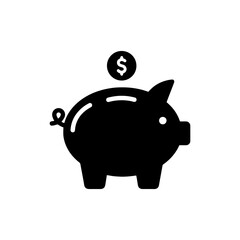 Piggy Bank with Coin Falling Representing Saving Money and Investments