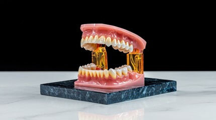 Front view of open mouth showing lifelike 3D dental and gum model