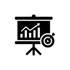 Presentation Board with Chart and Target Icon for Business Planning
