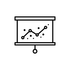 Presentation Board with Trend Line and Dots Icon for Data Analysis