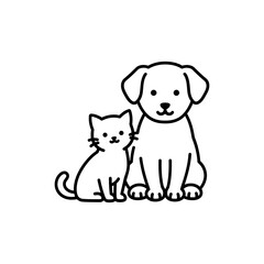 Fototapeta premium Puppy and Kitten Sitting Side by Side Happily